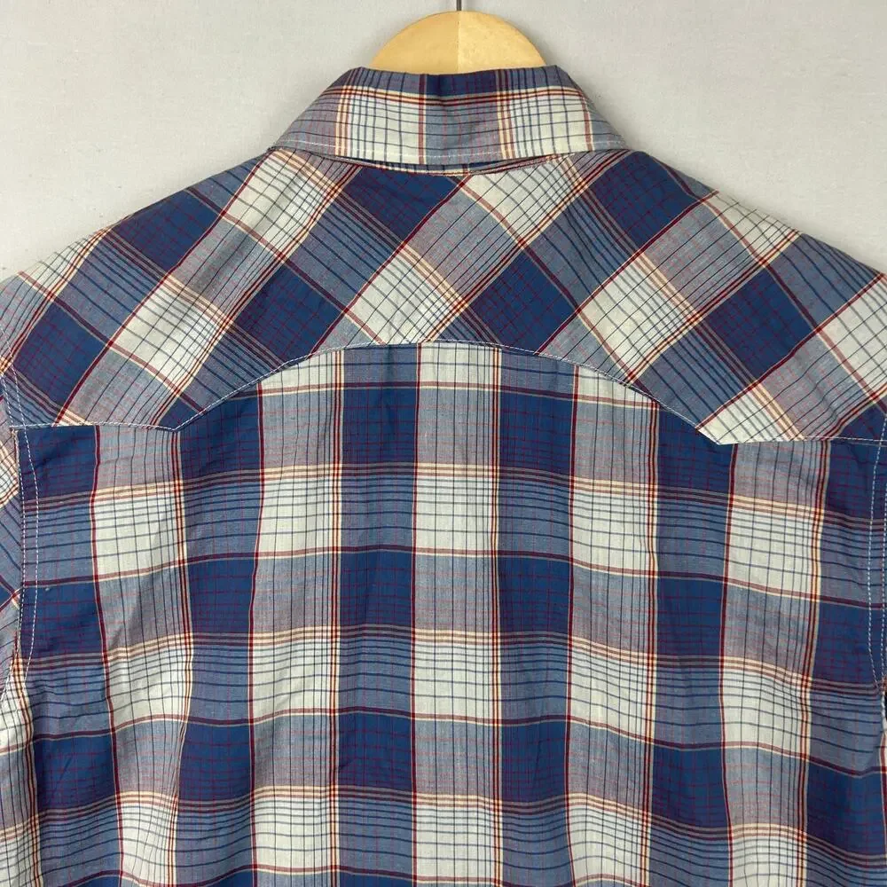 Levi's Plaid Pearl Snap Short Sleeve Button Up Shirt Blue/Red Men's Size S